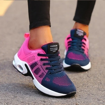 Fashion Women Lightweight Sneakers Running Shoes Outdoor Sports Shoes Breathable Mesh Comfort Running Shoes Air Cushion Lace Up