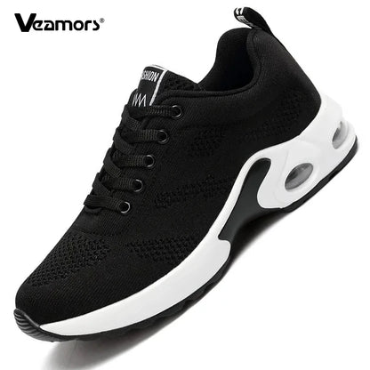 Fashion Women Lightweight Sneakers Running Shoes Outdoor Sports Shoes Breathable Mesh Comfort Running Shoes Air Cushion Lace Up