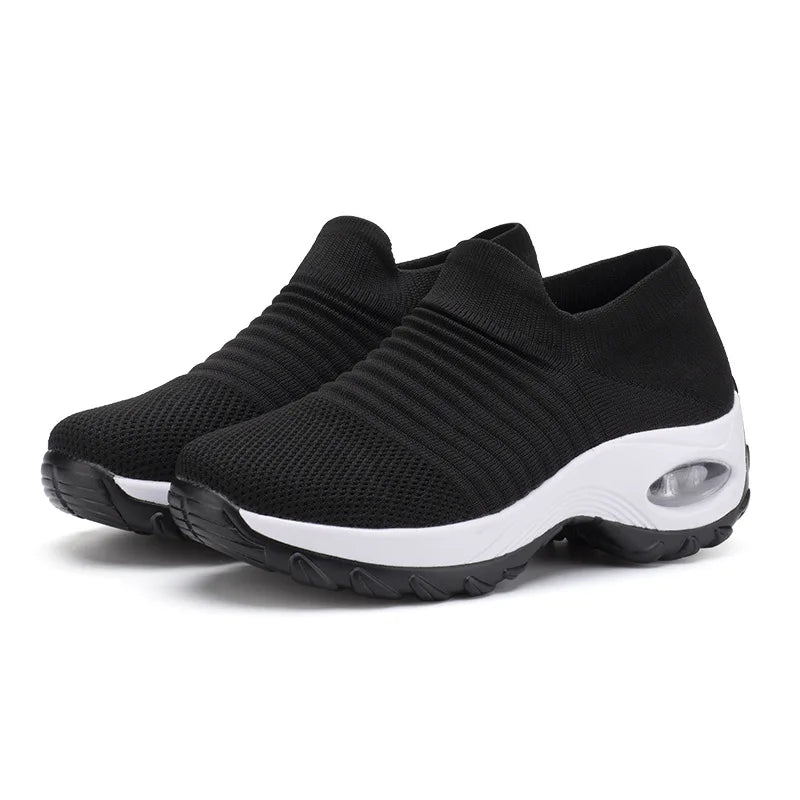 Fashion Women Lightweight Sneakers Running Shoes Outdoor Sports Shoes Breathable Mesh Comfort Running Shoes Air Cushion Lace Up